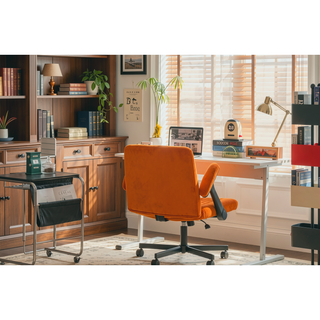 Sunvega Orange Criss Cross Armrest Office Chair with Wheels for Home Office