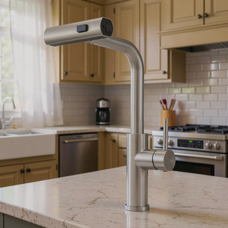 Sunvega Single Handle Kitchen Sink Faucet with Pull Out Sprayer and Deck Plate