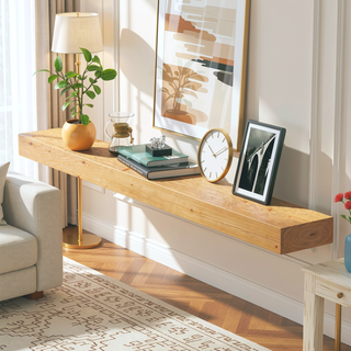 Sunvega Handcrafted Pine Wood Fireplace Mantel Shelf with Distinctive Wood Grain