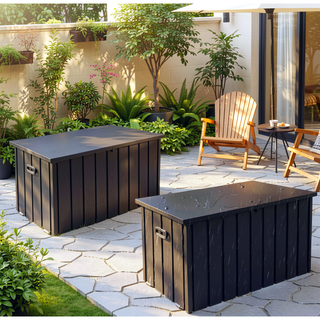 Sunvega 120 Gallon All-Weather Waterproof Lockable Outdoor Metal Storage Box with Wheels