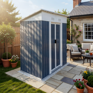Sunvega 5FT x 3FT Grey Outdoor Pent Roof Garden Tool Storage Shed House