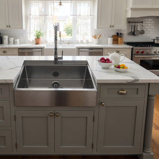Sunvega 32 Inch Gunmetal Black Workstation Sink with Accessories and Jewelry-Grade PVD Coating