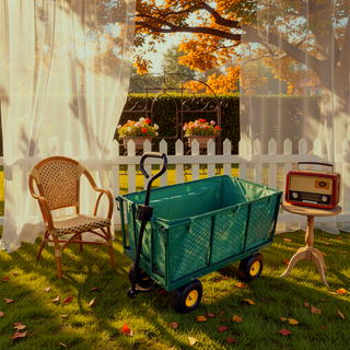 Sunvega Garden Cart with Inflatable Tires and Spacious Bed for Yard Work