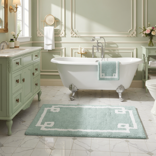 Sunvega Plush Cotton Tufted Bath Rug with Non-Skid Backing and Hotel Design