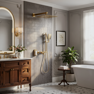 Sunvega Wall Mounted Rainfall Shower System with Hand Shower and Bodysprays