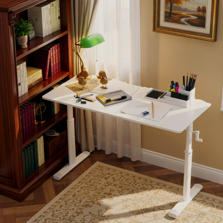 Sunvega Height Adjustable Hand Crank Sit Stand Home Office Desk for Study Room