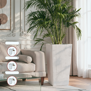 Sunvega 2 Pack Tall 21.7 Inch Crack-Resistant UV-Resistant Matte Planter Box for Indoor Outdoor