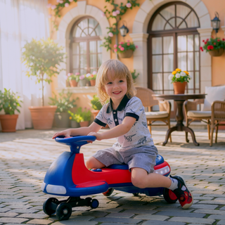 Sunvega Electric Wiggle Car with Pedal Rechargeable Battery Flashing Wheels for Kids