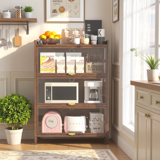 Sunvega 57" Tall Metal 4 Flip Door Cabinet with Ample Storage Space for Bedroom