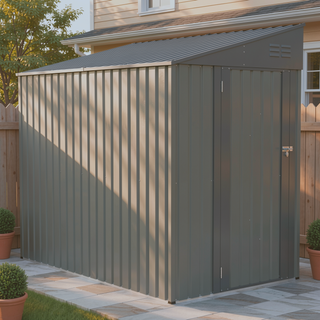 Sunvega 4x7 Foot Lean-To Shed in Olive Grey with Galvanized Steel and Lockable Double Door
