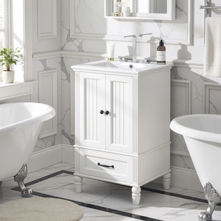 Sunvega 20 Inch Black Bathroom Vanity with Ceramic Sink and Storage Cabinet