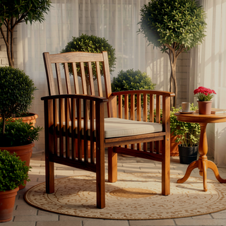 Sunvega Acacia Wood Dining Chairs with Water Resistant Cushions for Patio