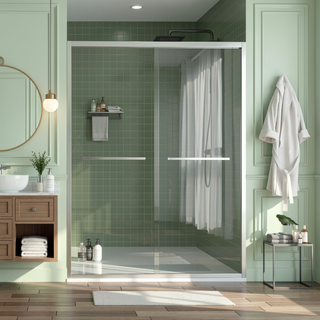 Sunvega 56-60"x58" Adjustable Aluminum Frame Double Sliding Bathtub Screen