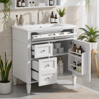 Sunvega Modern Minimalist 30'' Bathroom Vanity with Top Sink and Ample Storage