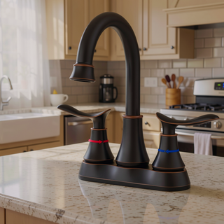 Sunvega Oil Rubbed Bronze 2-Handle Bathroom Faucet with Pop-up Drain