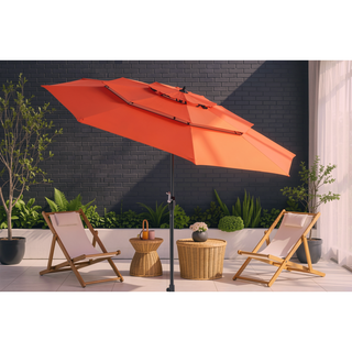 Sunvega 15-Foot Rectangular Outdoor Umbrella with Crank for Patio and Garden