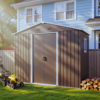 Sunvega 8ft x 4ft Outdoor Metal Storage Shed With Window and Metal Foundation