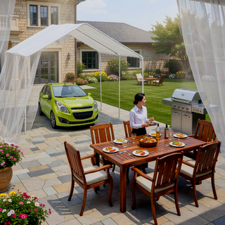 Sunvega Heavy Duty Galvanized Steel Carport Canopy with Reinforced Cables and Anchor Kit