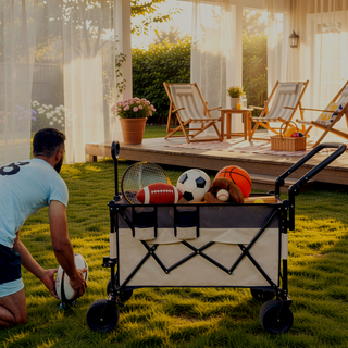 Sunvega Multi-Functional Push-Pull Folding Wagon Cart with 360° All-Terrain Wheels