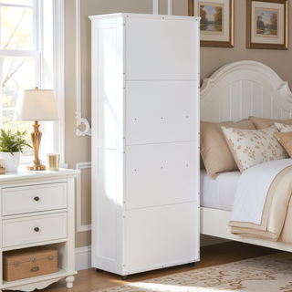 Sunvega White MDF Board Storage Cabinet with Two Doors and Adjustable Shelf