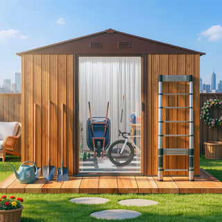Sunvega 8ft x 6ft Outdoor Metal Storage Shed with Galvanized Steel Panels