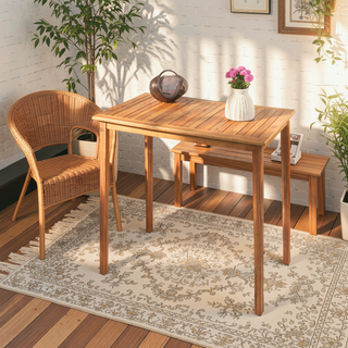 Sunvega Minimalist Acacia Wood Outdoor Bar Table with Dark Gray Finish