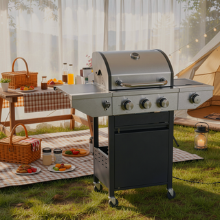 Sunvega 3 Burner Stainless Steel Propane Gas Grill with Side Burner and Electronic Pulse Ignition