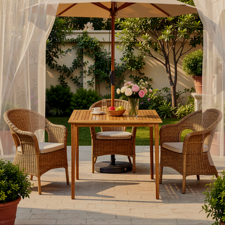 Sunvega Minimalist Acacia Wood Outdoor Bar Table with Dark Gray Finish