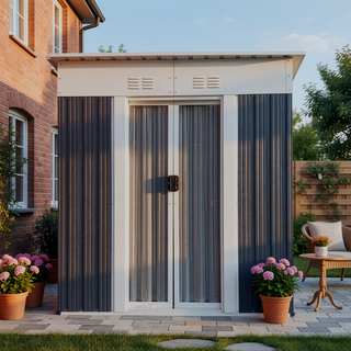 Sunvega 5FT x 3FT Grey Outdoor Pent Roof Garden Tool Storage Shed House