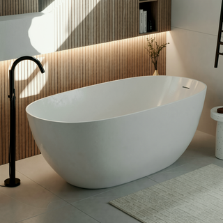 Sunvega Freestanding Soaking Bathtub with Overflow Drain Made of Stone Resin