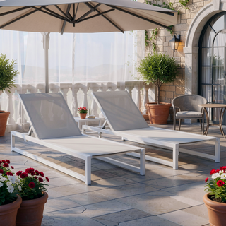 Sunvega Adjustable Patio Chaise Lounge Set of 2 with Breathable Mesh Seat