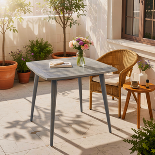 Sunvega Gray Acacia Wood Outdoor Square Table with Toothpick Leg Design