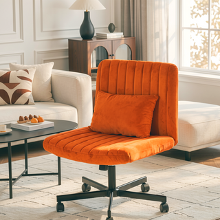 Sunvega Adjustable Ergonomic Armless Office Chair with Plush Linen Upholstery