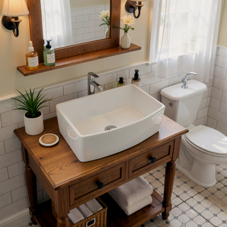 Sunvega 33 Inch White Porcelain Ceramic Farmhouse Kitchen Sink Workstation with Reversible Apron