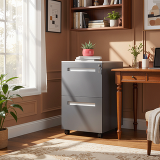 Sunvega 2 Drawer Mobile File Cabinet with Lock for Legal Letter A4 Size