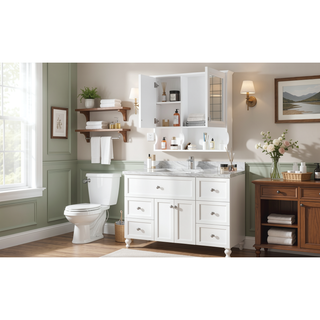 Sunvega 30 Inch Wall Mounted Mirror Medicine Cabinet with Adjustable Shelf