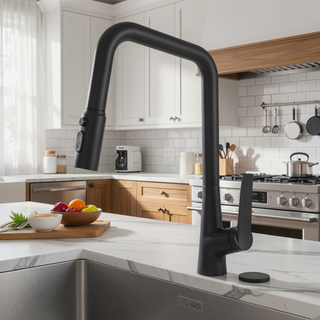 Sunvega Matte Black High Arc Pull Down Kitchen Faucet with 3 Spray Modes