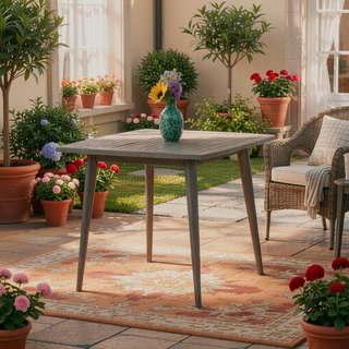 Sunvega Gray Acacia Wood Outdoor Square Table with Toothpick Leg Design