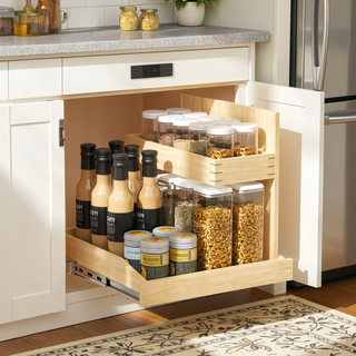 Sunvega 2 Tier Pull Out Cabinet Organizer with Soft Close and U Bracket