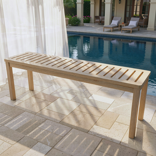 Sunvega 52.1 Inch Knot-Free Pine Wood Backless Slatted Seat Bench for Patio