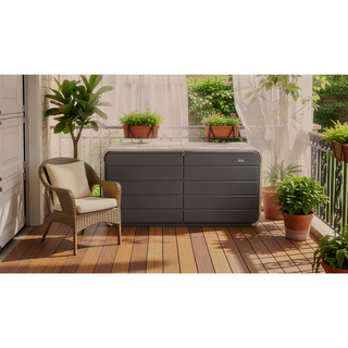Sunvega 120 Gallon All-Weather Waterproof Lockable Outdoor Metal Storage Box with Wheels