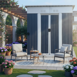 Sunvega Pent Roof Outdoor Storage Shed with Aluminum Alloy Frame and Sliding Door