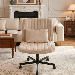 Sunvega Adjustable Ergonomic Armless Office Chair with Plush Linen Upholstery