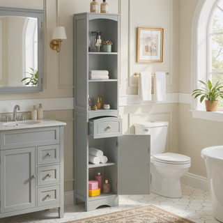 Sunvega Modern Freestanding Bathroom Cabinet with Drawer and Adjustable Shelf