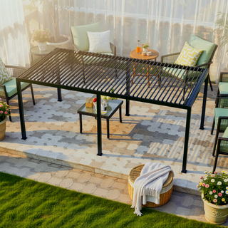 Sunvega 10x19ft Aluminum Louver Pergola with Adjustable Roof and Windproof Design