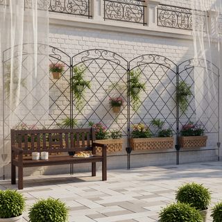 Sunvega Decorative Garden Fence 4 Pack Steel Panels with Arched Vines Animal Barrier