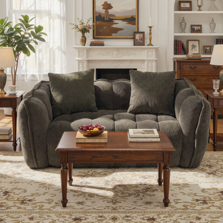 Sunvega Super Soft Chenille Bean Bag Chair with Armrests for Living Room