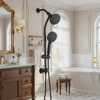 Sunvega No-Tool Installation 5 Inch Rain Shower & 7-Spray Handheld Combo with Slide Bar