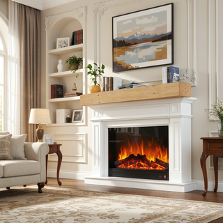 Sunvega Handcrafted Pine Wood Fireplace Mantel Shelf with Distinctive Wood Grain
