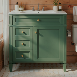 Sunvega Modern Minimalist 30'' Bathroom Vanity with Top Sink and Ample Storage